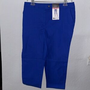🌴Rafaella Women's Comfort Stretch Pull On Capri Pants Dazzling Blue Size 14